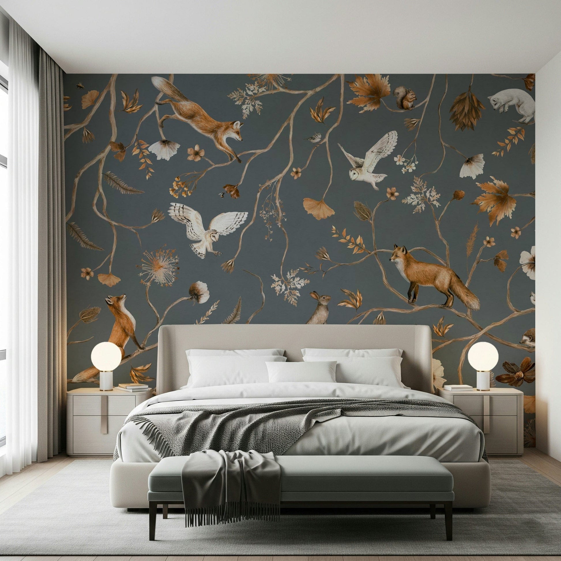 Nursery decor featuring the ethereal Enchanted Woodland Tales Wall Mural.
