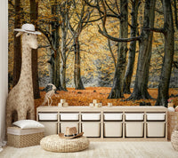 Autumn forest scene on wallpaper.

