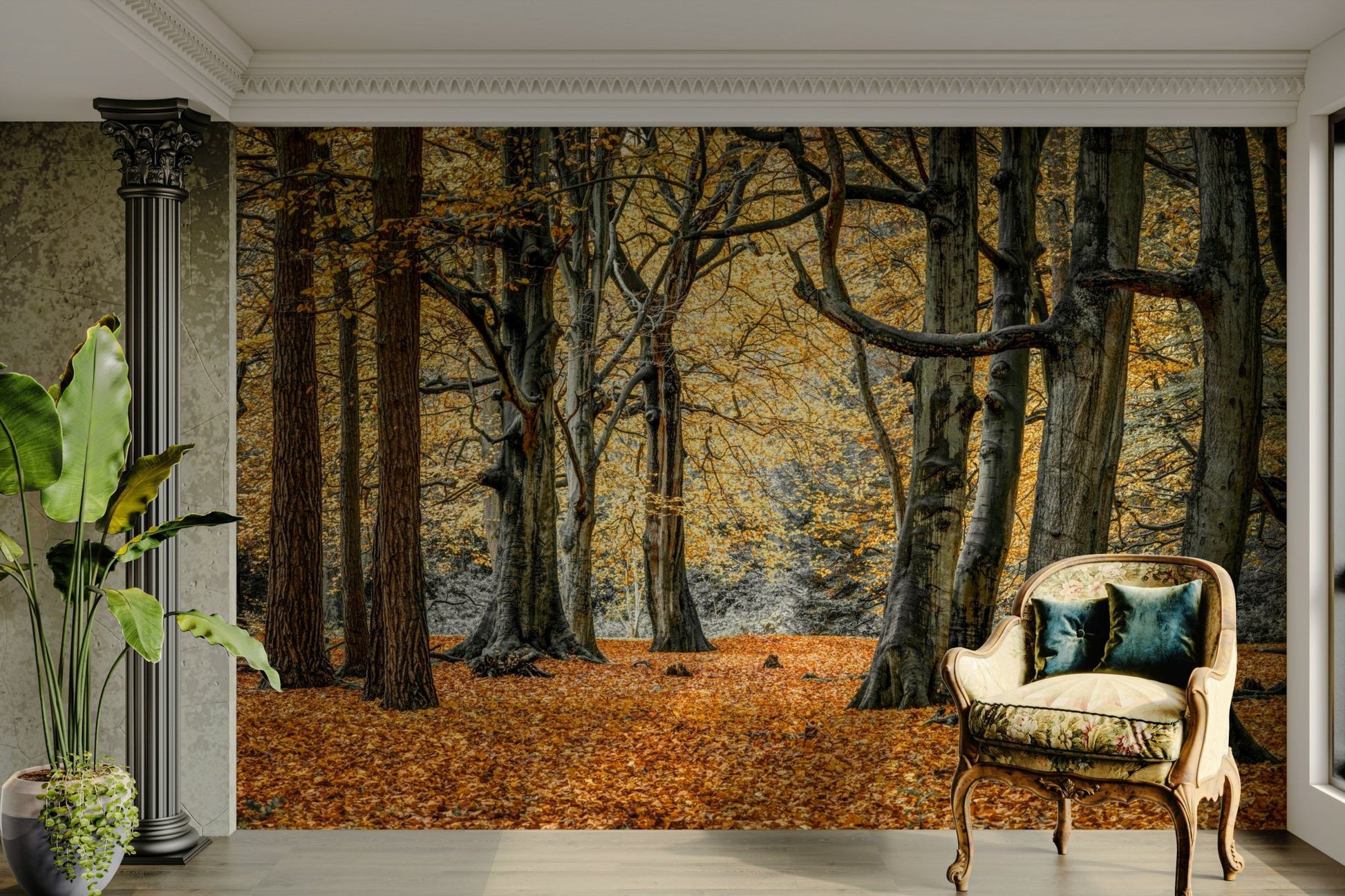 Serene fall-themed wallpaper.

