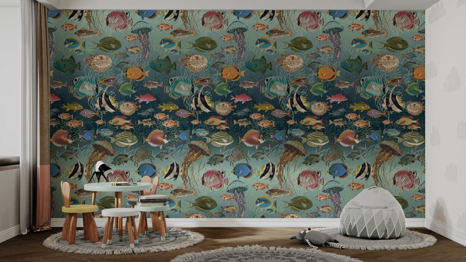 Modern Enchanting Marine Mosaic Wallpaper Design
