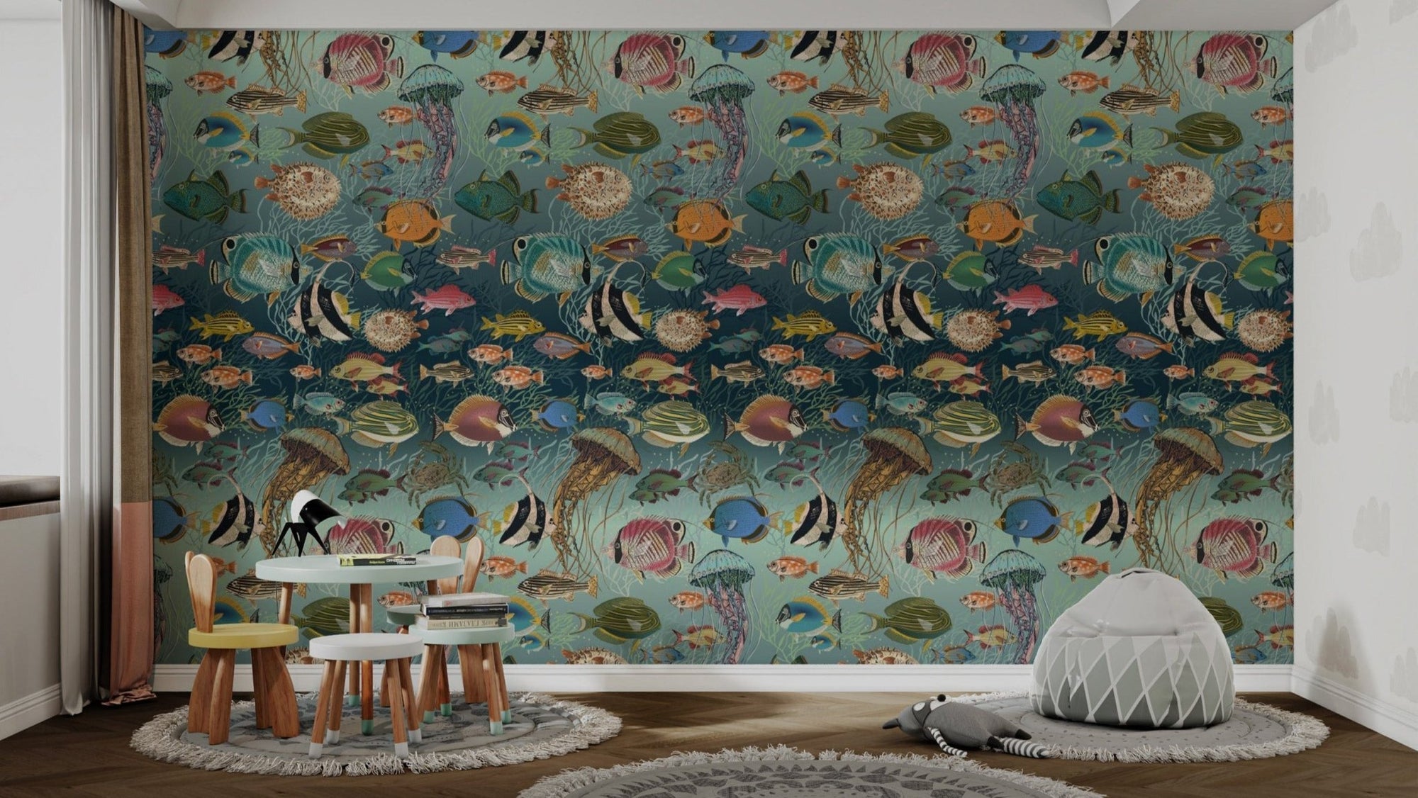Modern Enchanting Marine Mosaic Wallpaper Design, AN48