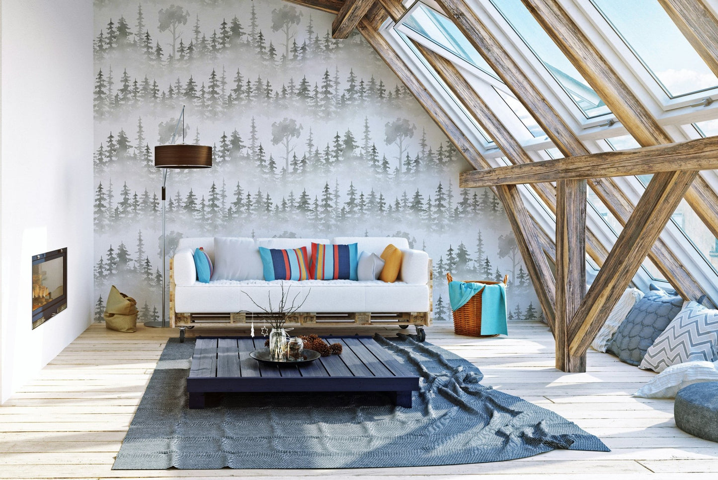 Elegant winter forest tropical wallpaper