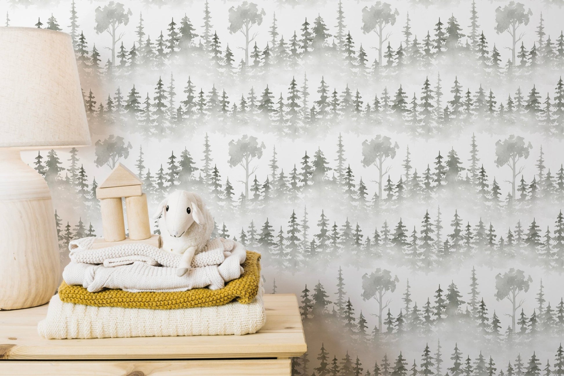 Winter forest snow path wallpaper design
