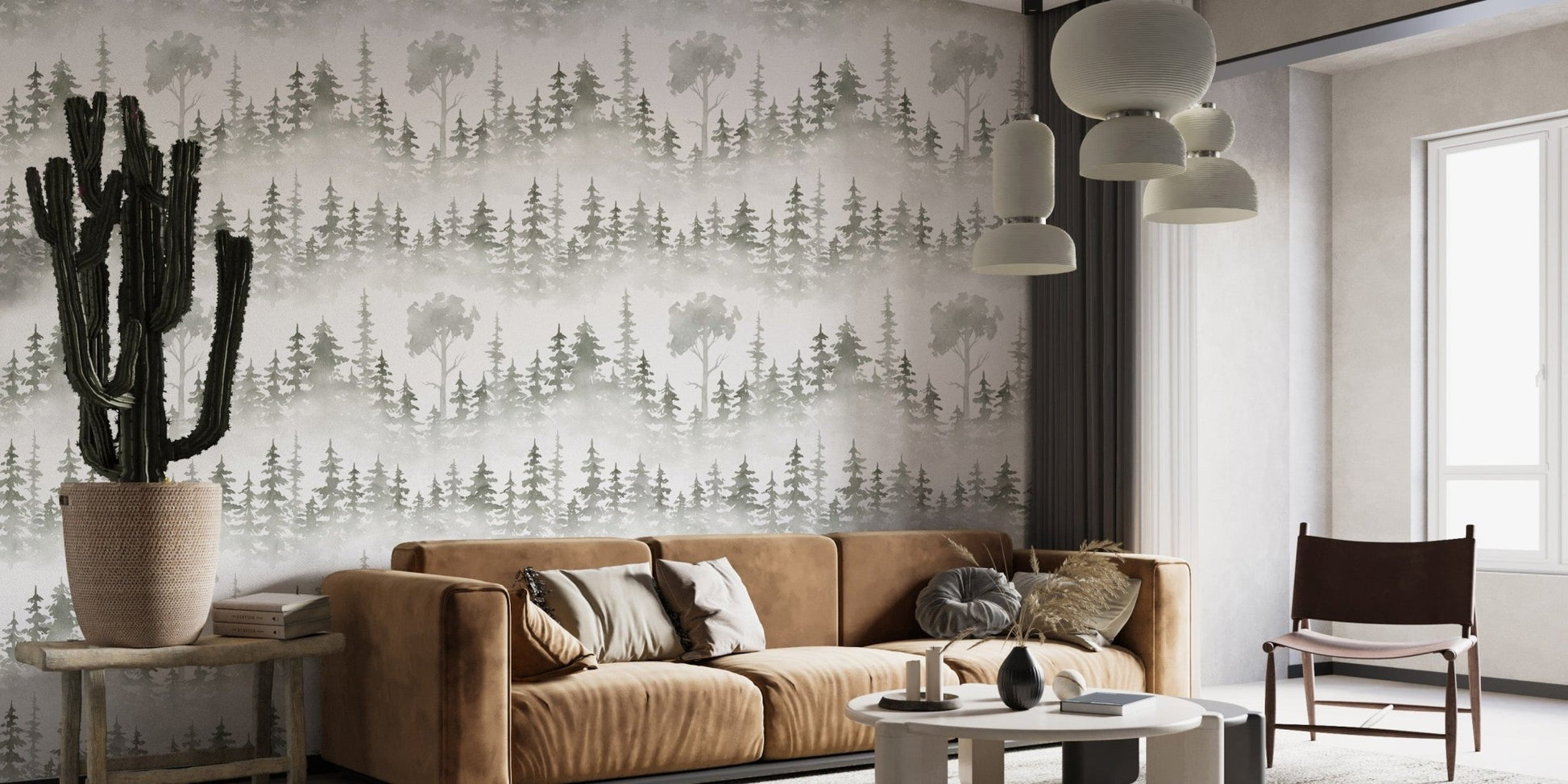 Tropical winter forest wall mural style
