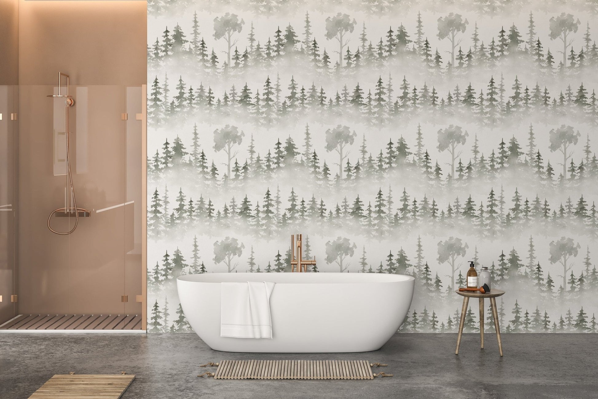 Scenic snow path forest wall art decor
