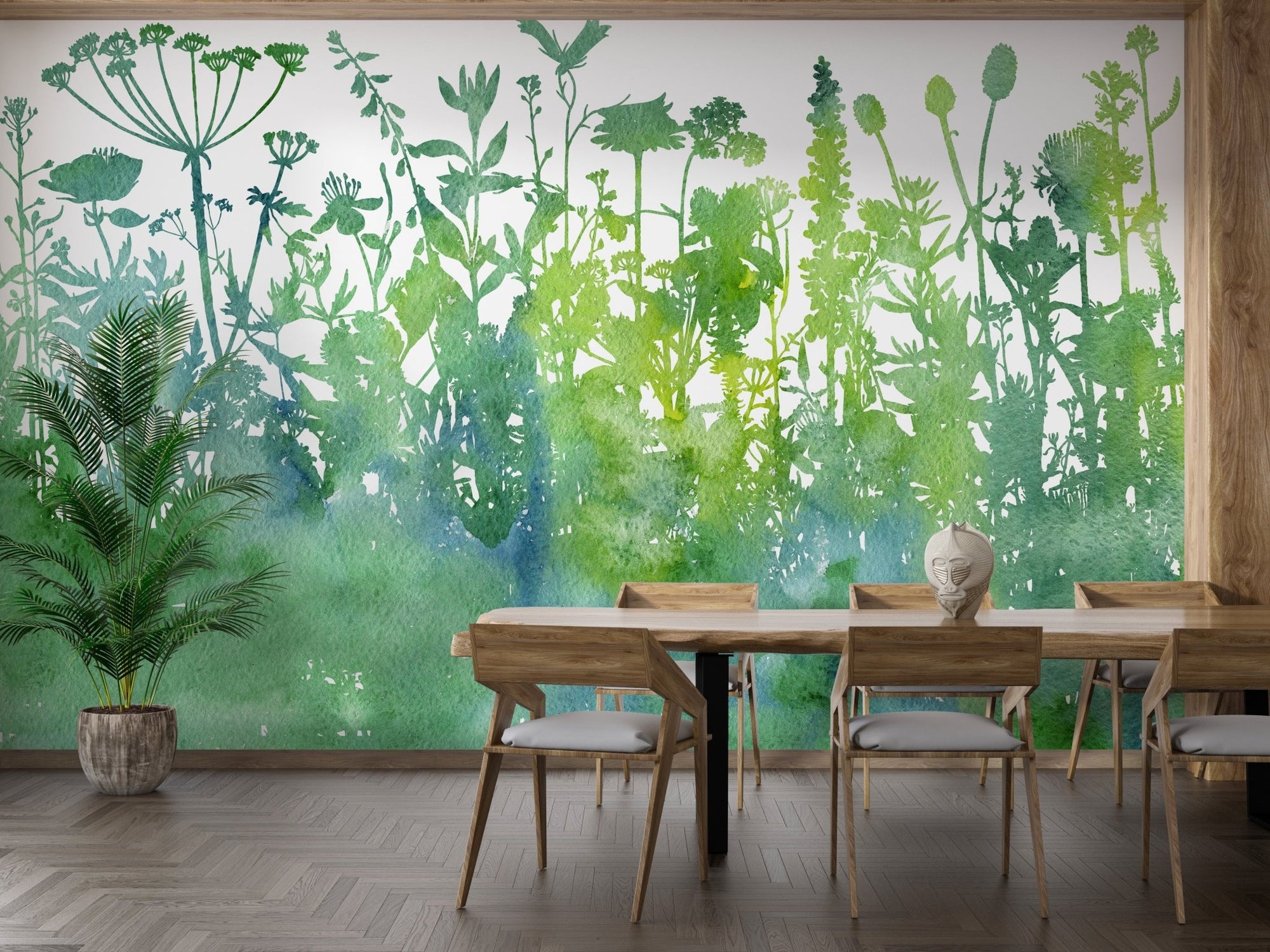 Watercolor botanical trees wallpaper B242
