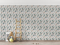 Tropical white palm repeat mural style