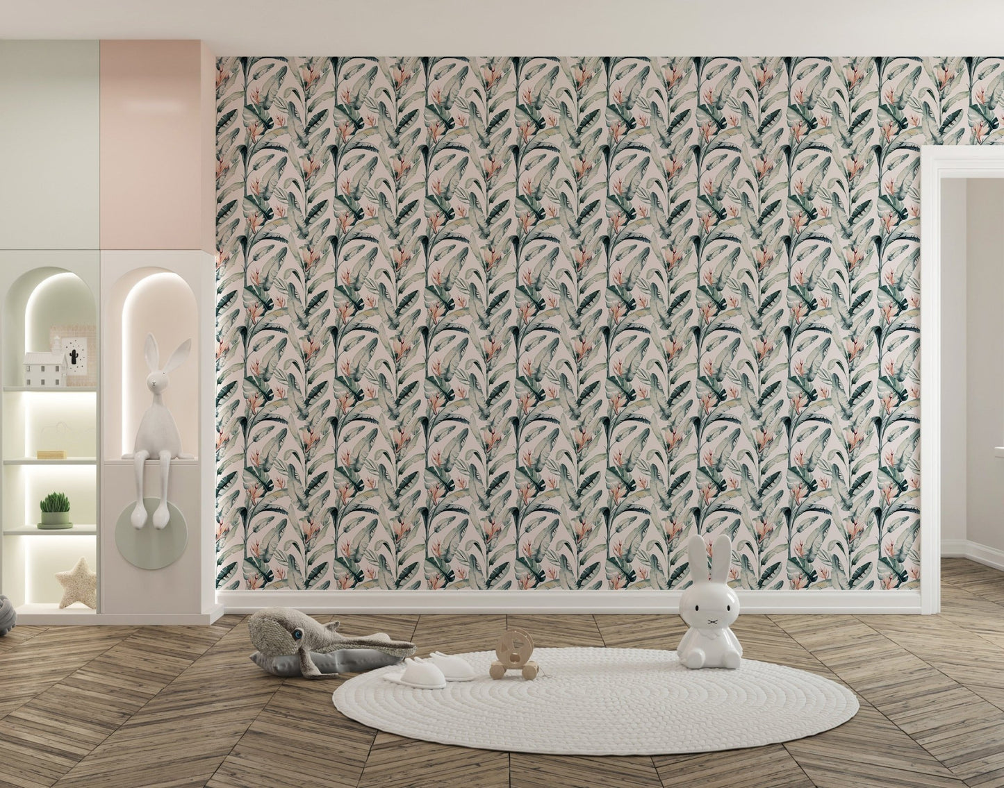 Minimal tropical palm pattern wallpaper