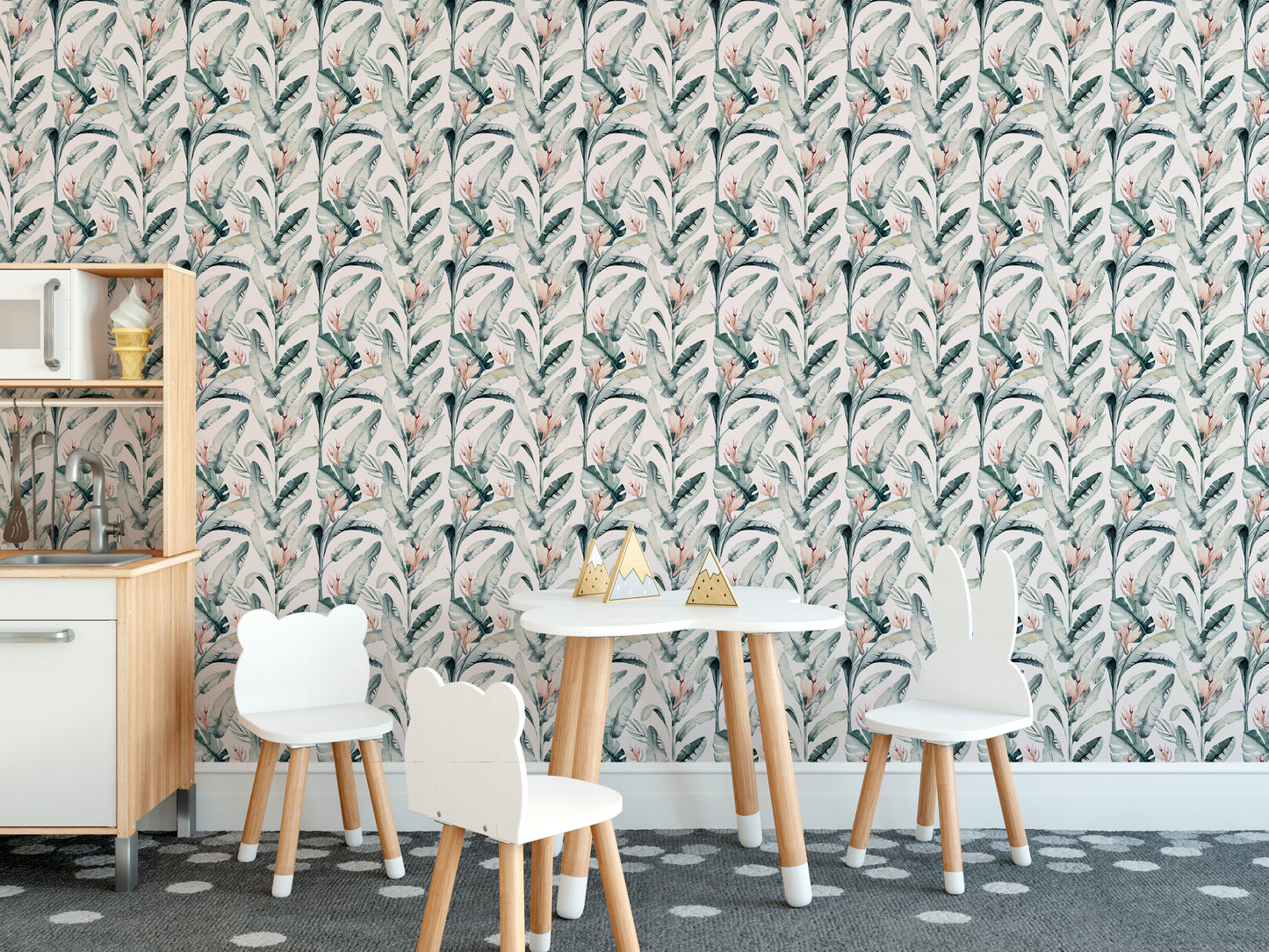 Tropical Palm Leaves White Repeat Pattern Wallpaper - Giffywalls