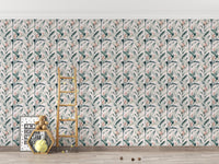 Tropical white palm repeat mural style