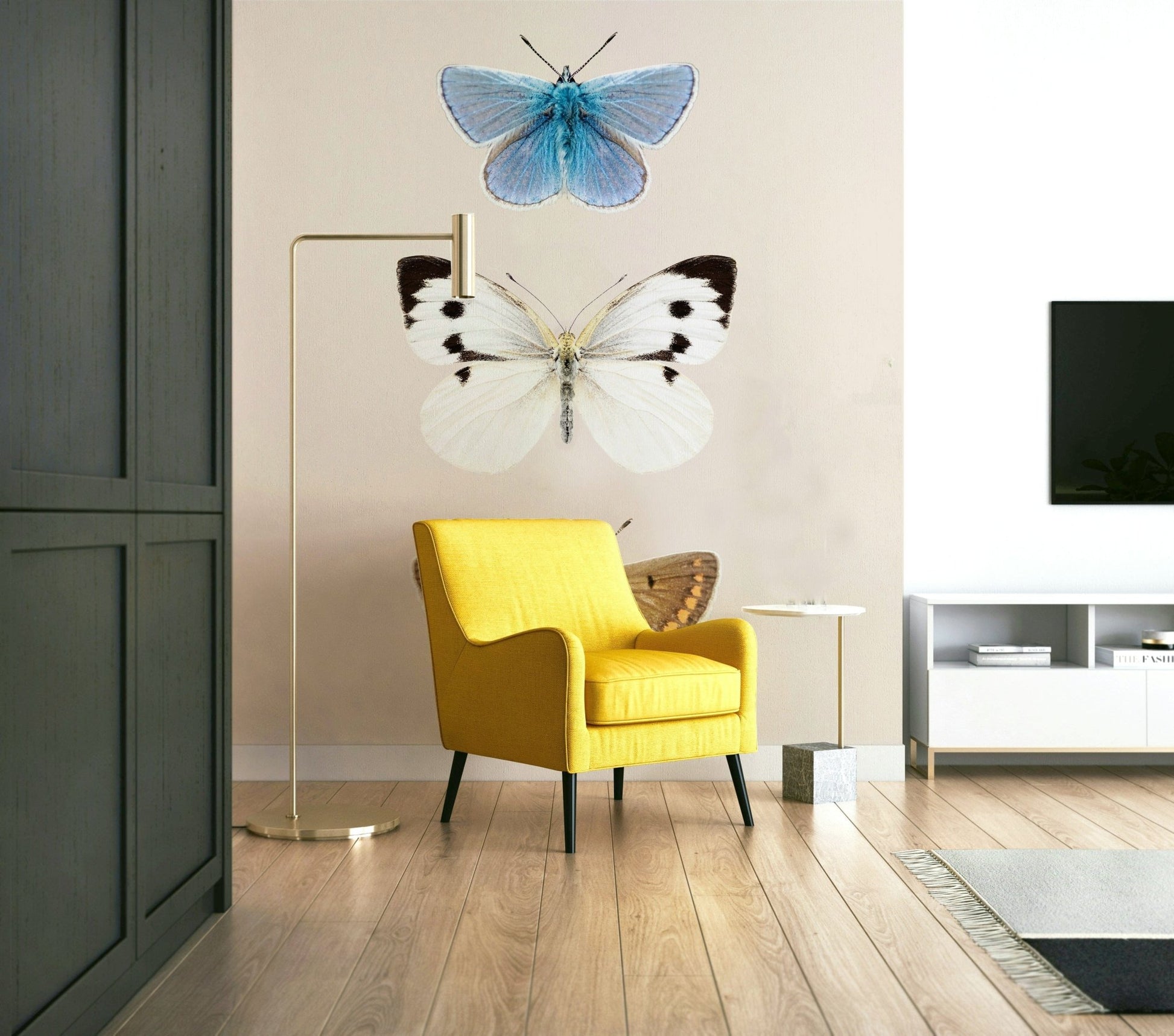 Blue butterfly with open wings


