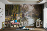 Scenic canal wallpaper for living room


