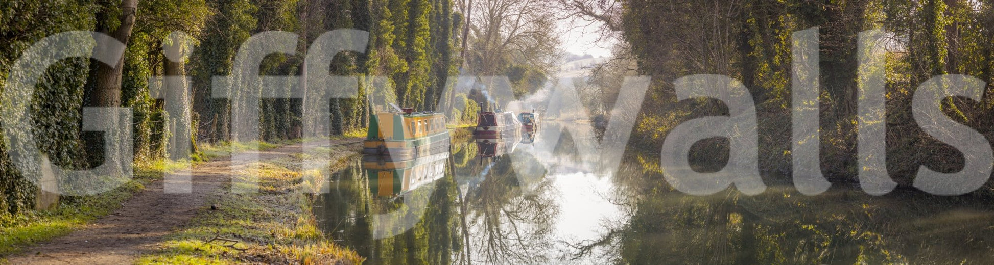 Waterway mural with English countryside

