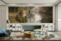 Rustic canal with boats wall mural

