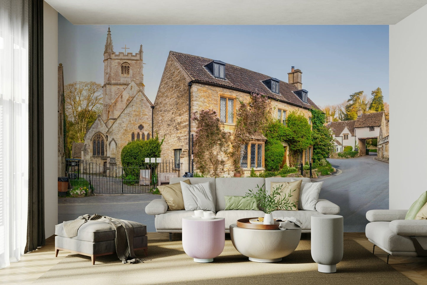 A detail shot of the winding road and lush greenery.

