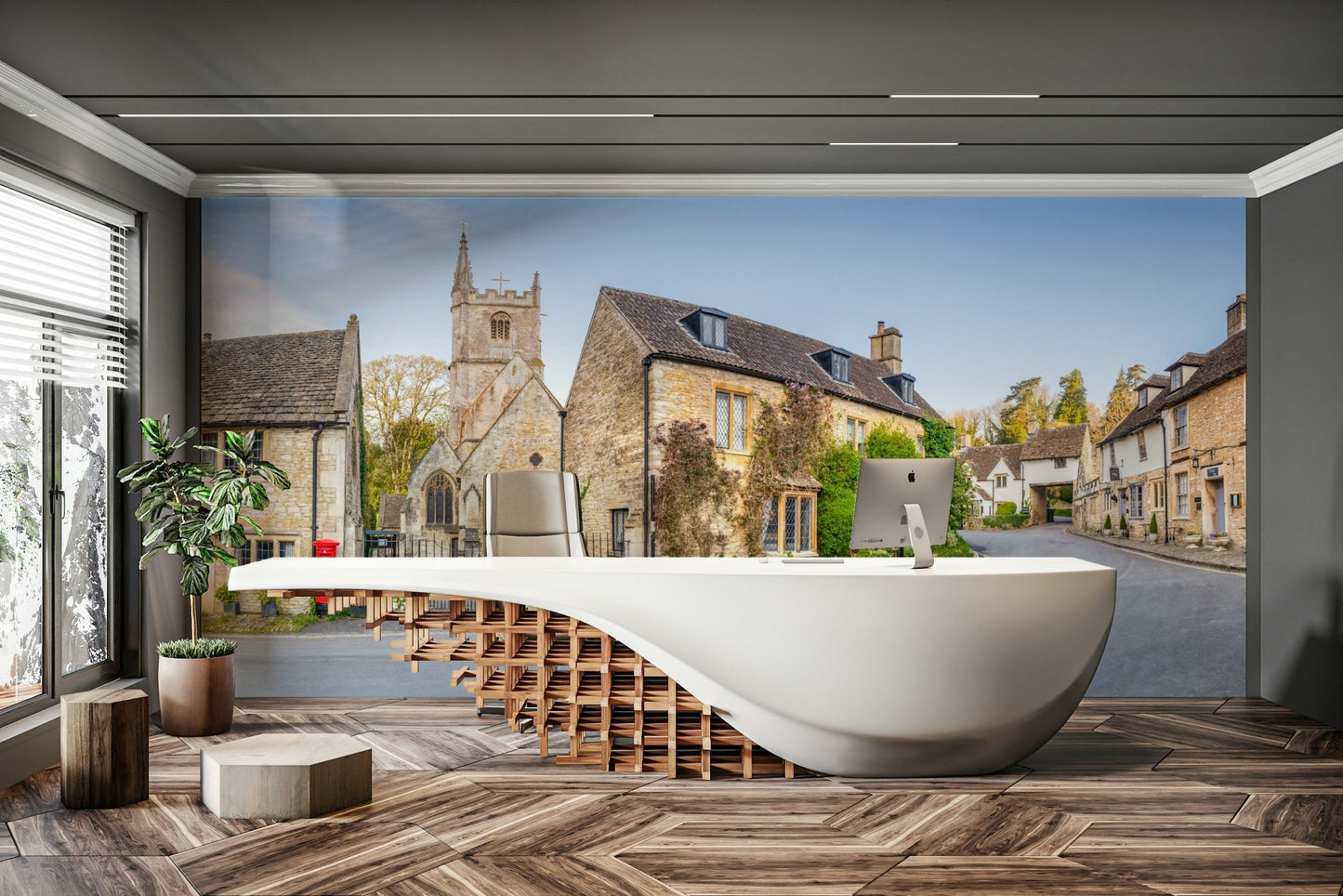 The wallpaper for walls being admired in a home.

