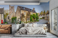 An angled shot of the mural's gentle color palette.

