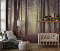 Natural scenery wall covering for a quiet reading corner.