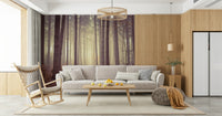 Enigmatic Beauty of Forest Wall Mural in a minimalist living room.