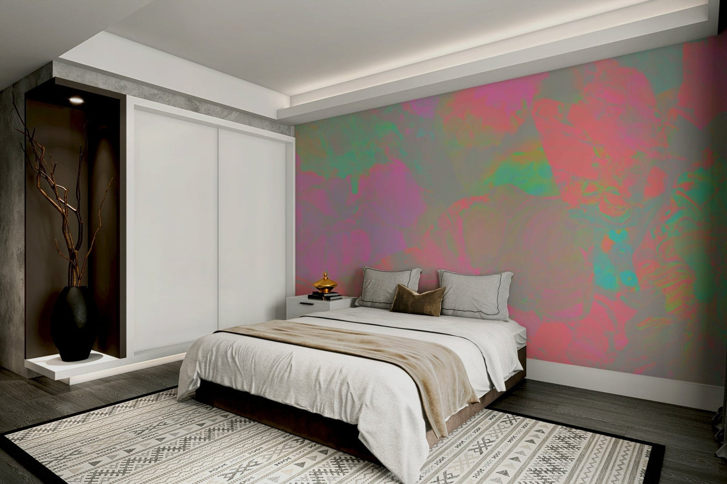 Light flower wallpaper for bedroom walls

