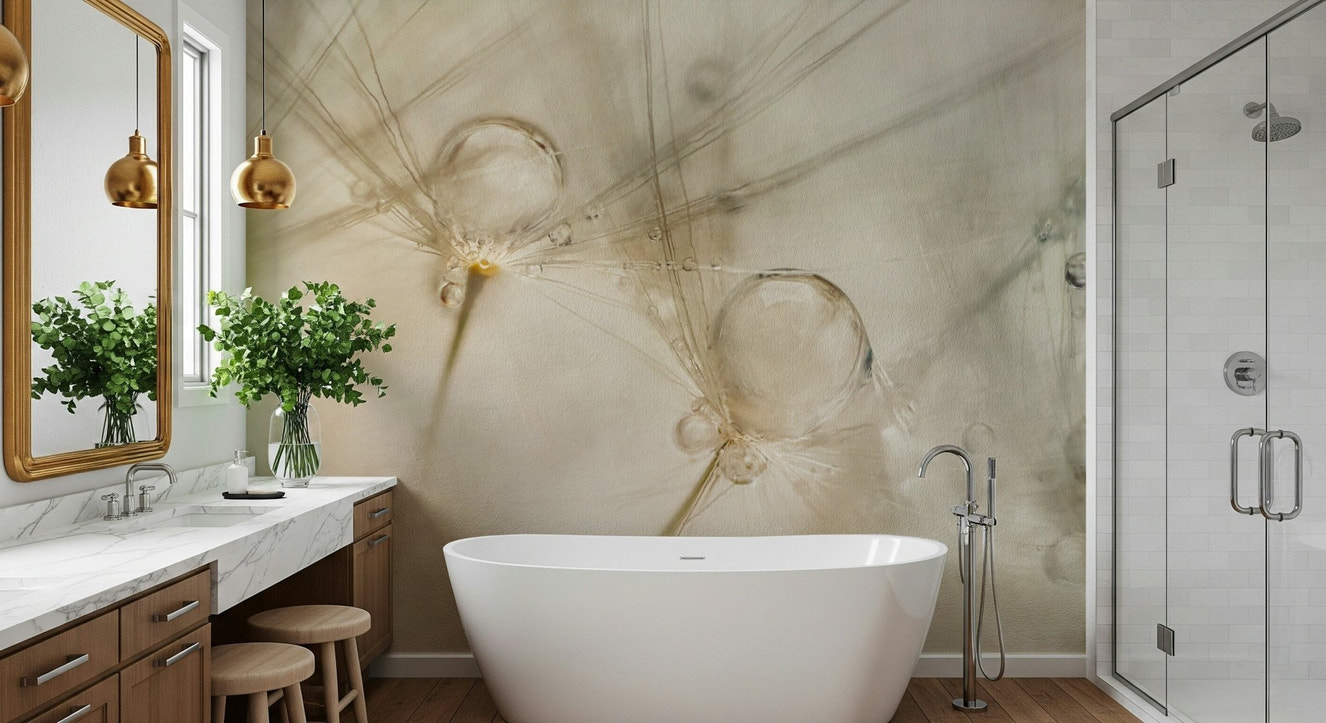 A beautiful subtle water drop wallpaper mural for a modern home.
