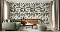Chestnut stallion motifs across Equestrian Dreamscape wallpaper mural.