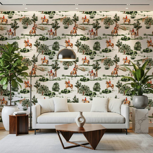 Equestrian Dreamscape wallpaper for walls featuring scenic bridle paths.