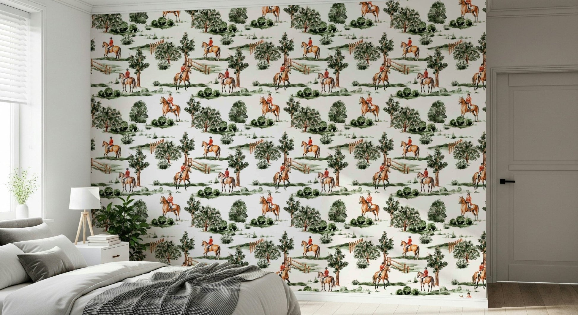 Galloping horse sketches on Equestrian Dreamscape wallpaper mural.