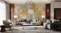 Hallway with Equestrian Echoes Wall Mural and layered equestrian artwork