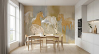 Dining nook with Equestrian Echoes Wall Mural and airy equestrian detail