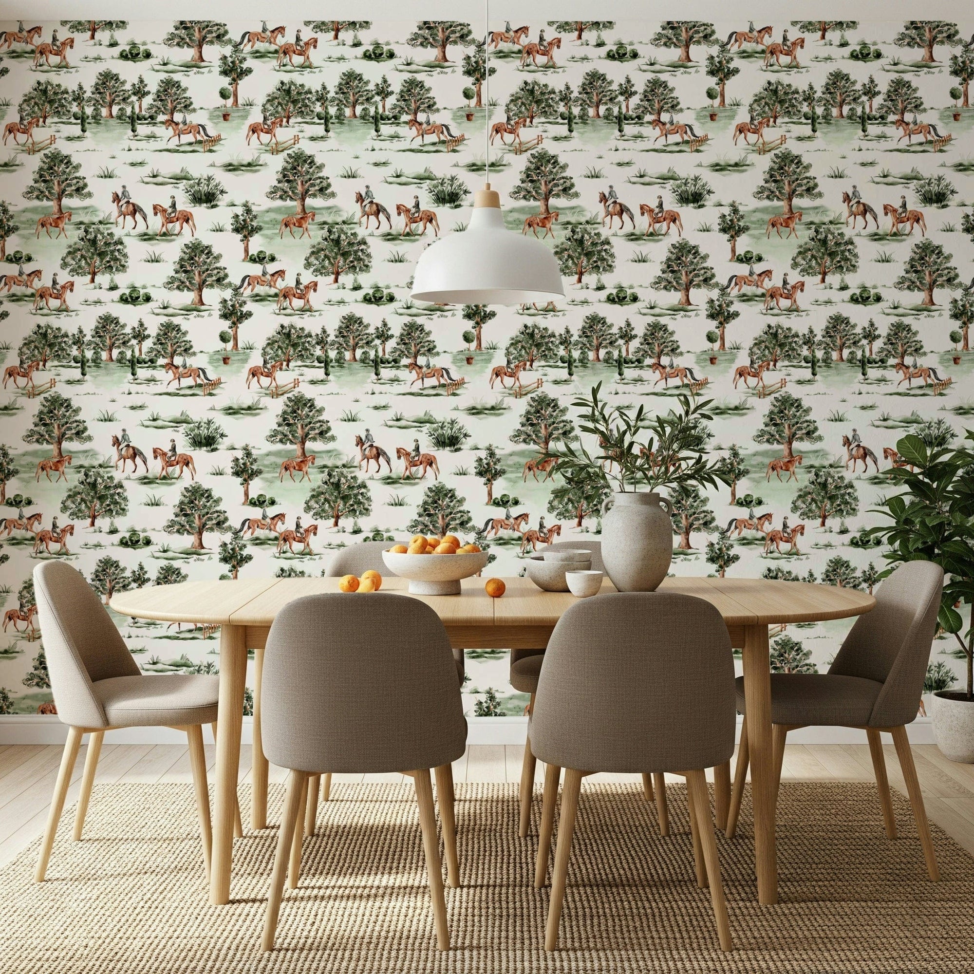 Noble horses jumping fences Equestrian Escape peel and stick wallpaper., GD7223