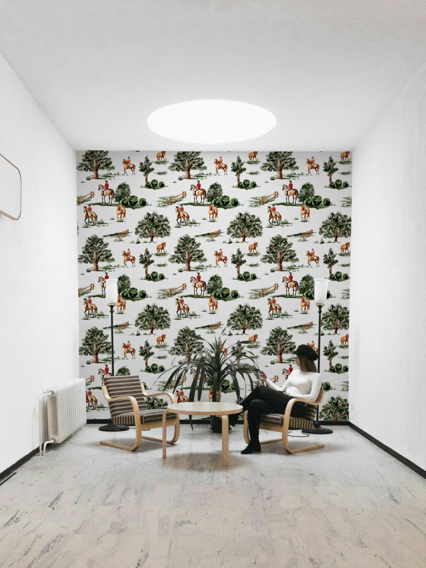 Equestrian riders in hunting attire with British horses Wallpaper⁠