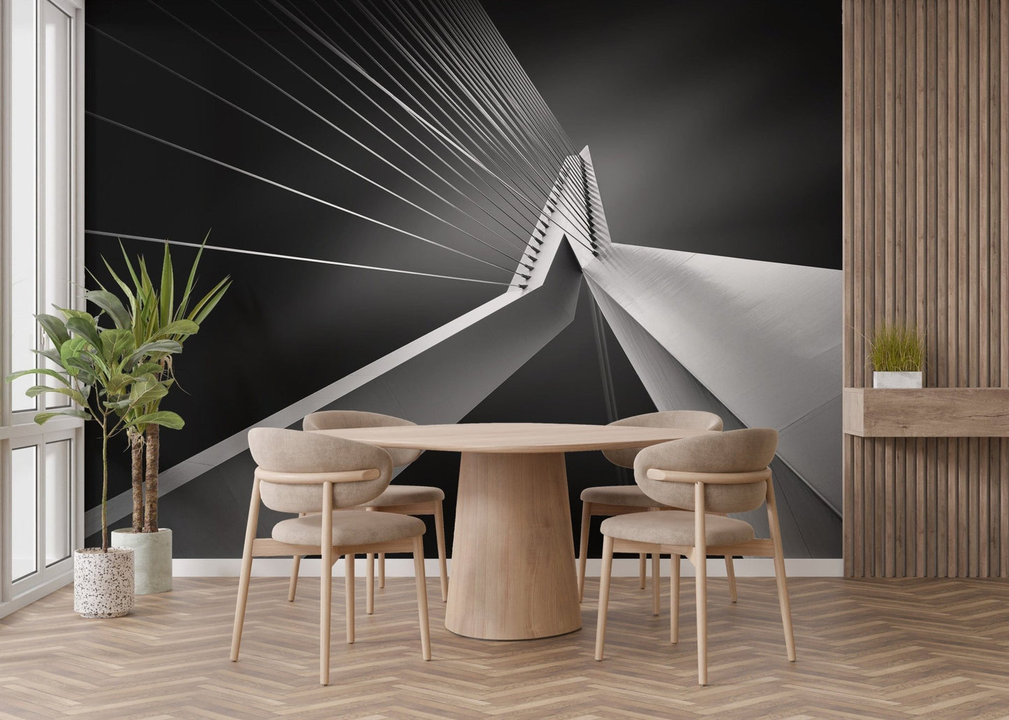 Contemporary Erasmus Bridge wallpaper for urban interiors., B270