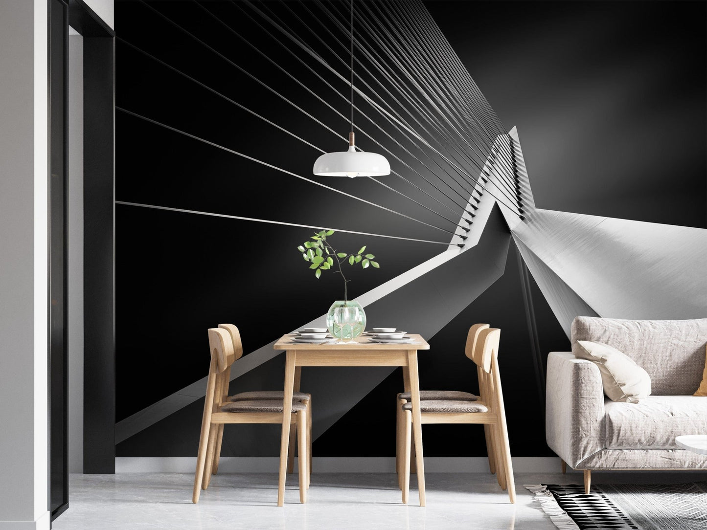 Erasmus Bridge Abstract Architectural Wall Mural - Giffywalls, B270