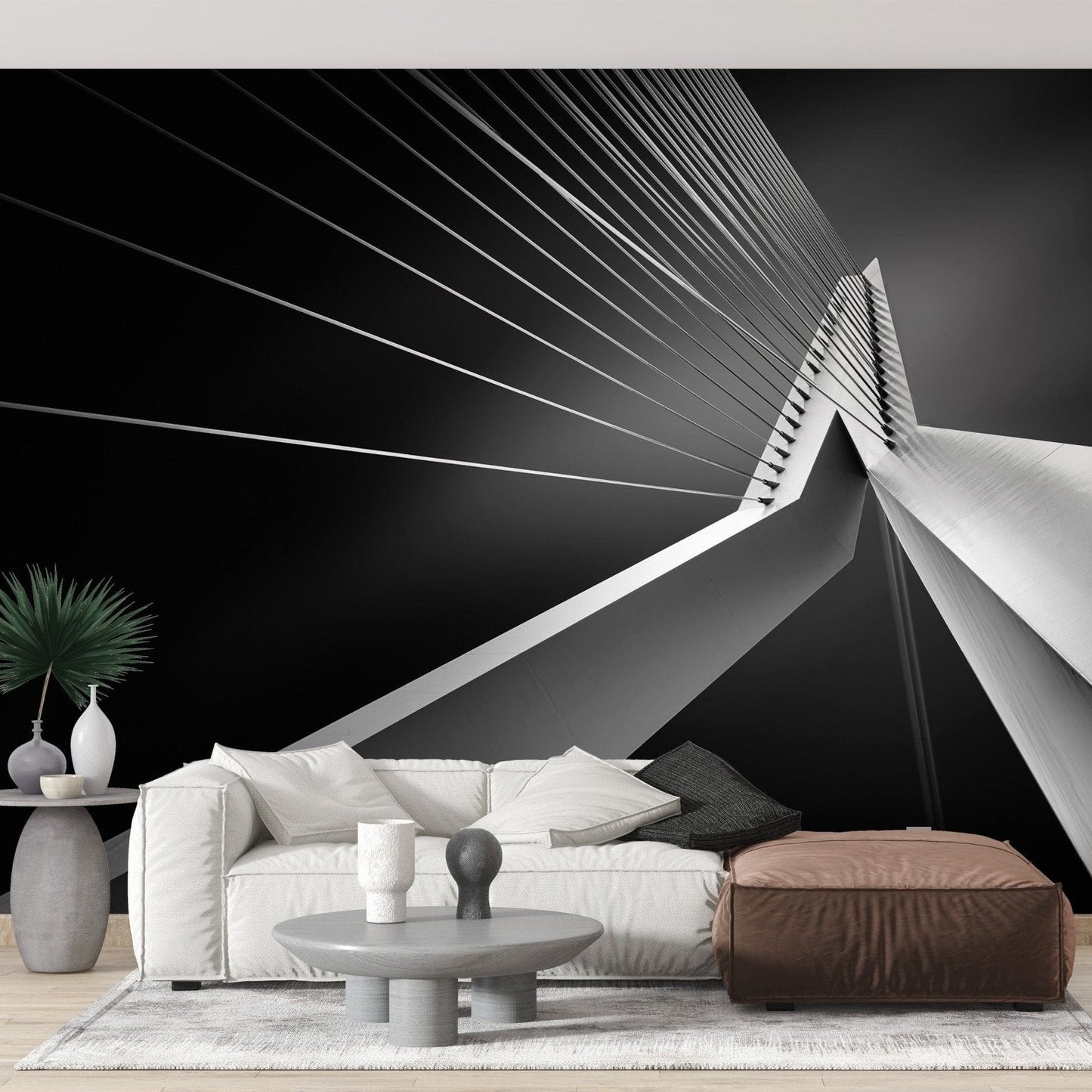 Abstract Erasmus Bridge mural wallpaper for sleek wall designs., B270