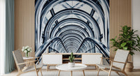Industrial style escalator walkway mural print.
