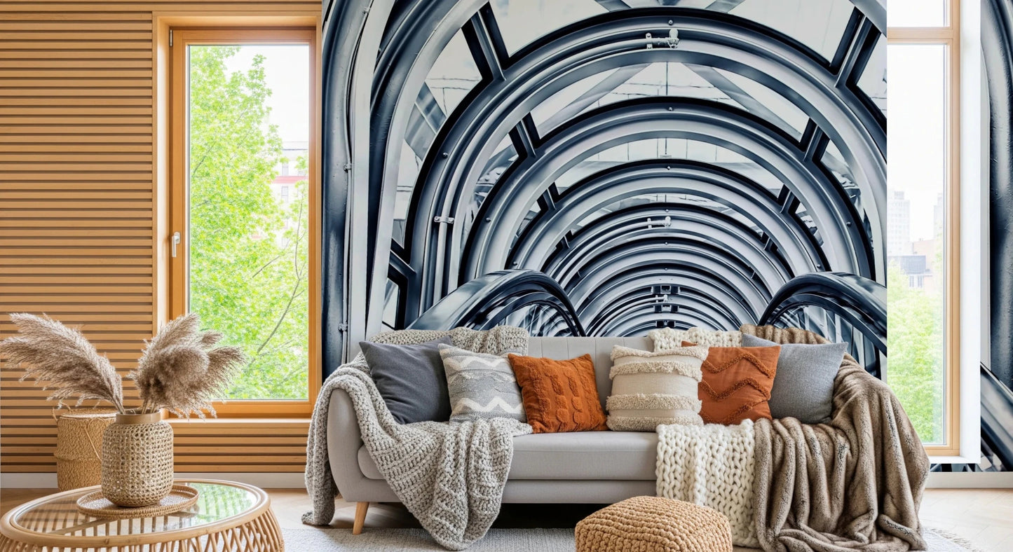 Minimalist urban architecture wall mural design.
