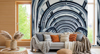 Minimalist urban architecture wall mural design.