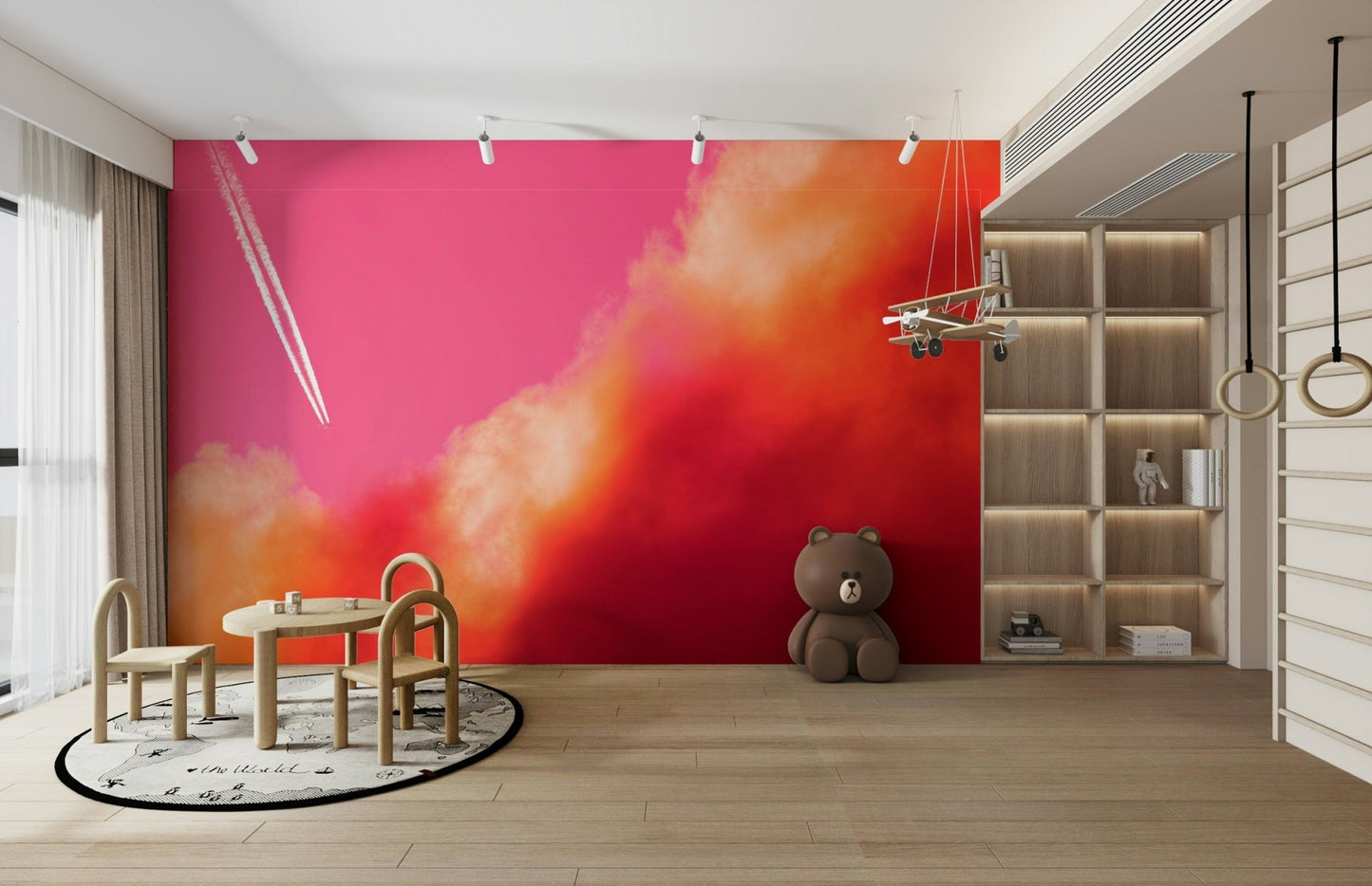 A graceful subtle pattern wall mural in cool, natural tones., GD4886