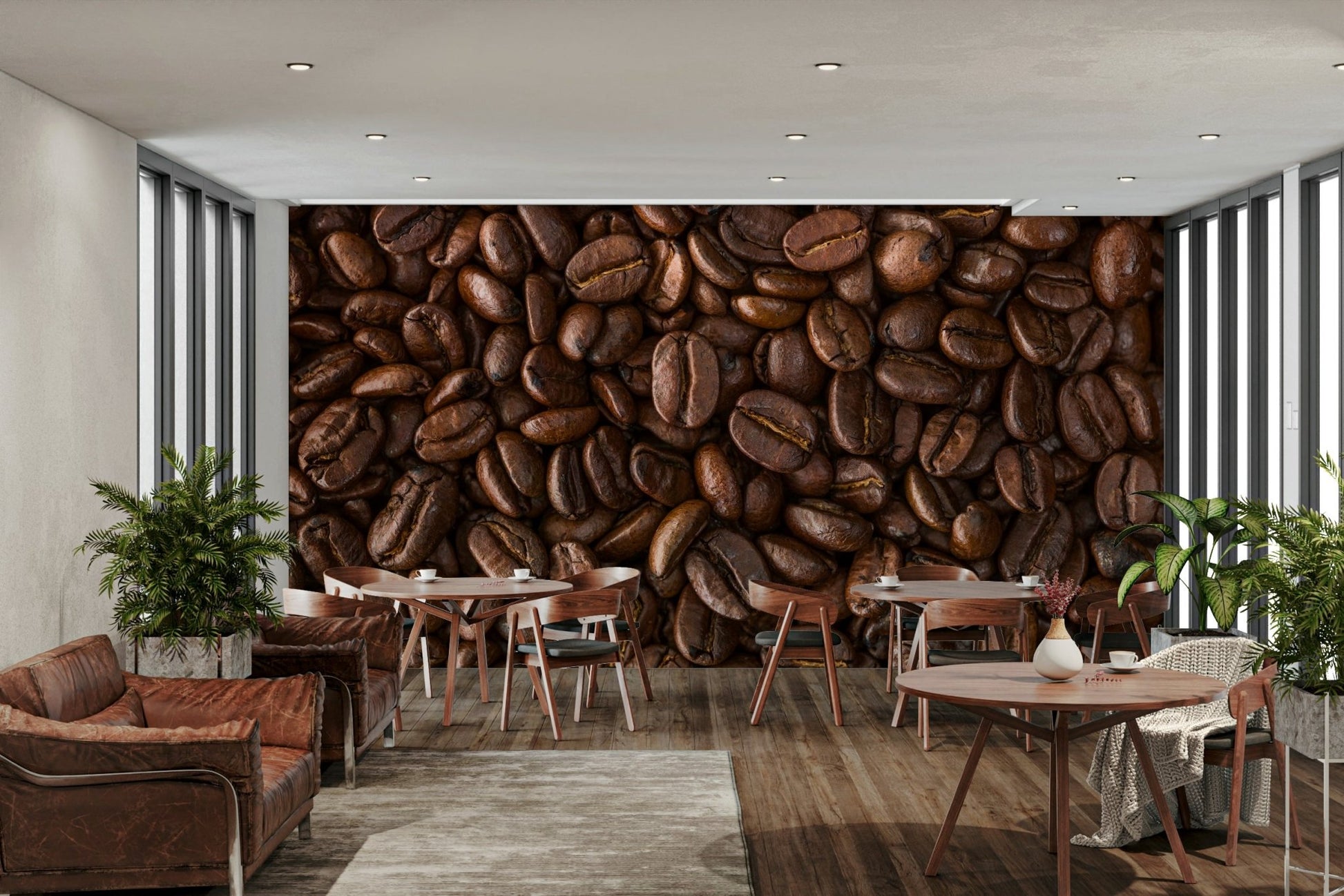 Stylish espresso-themed mural for kitchen decor

