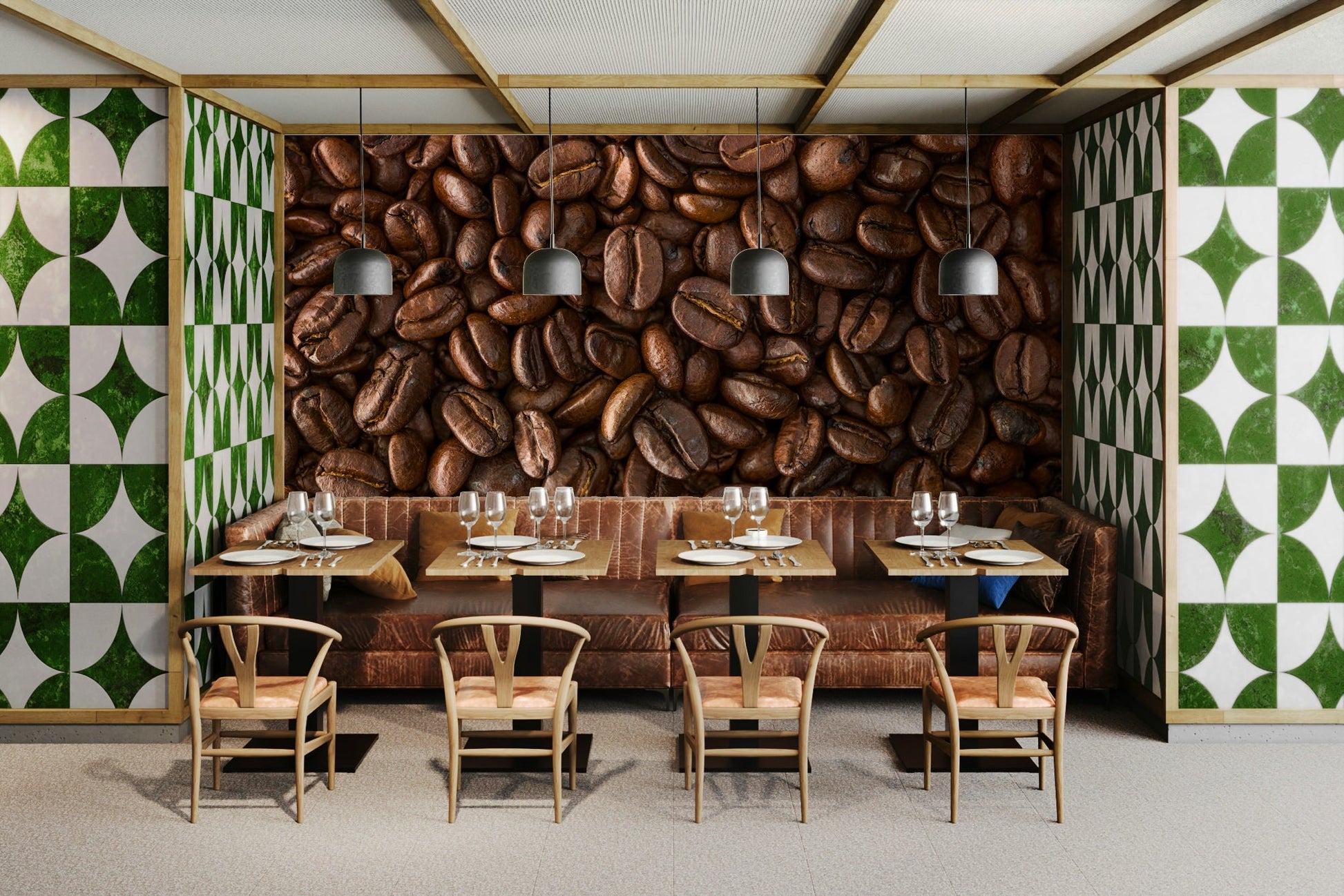 Warm earthy tones of espresso delight wall design

