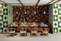 Warm earthy tones of espresso delight wall design

