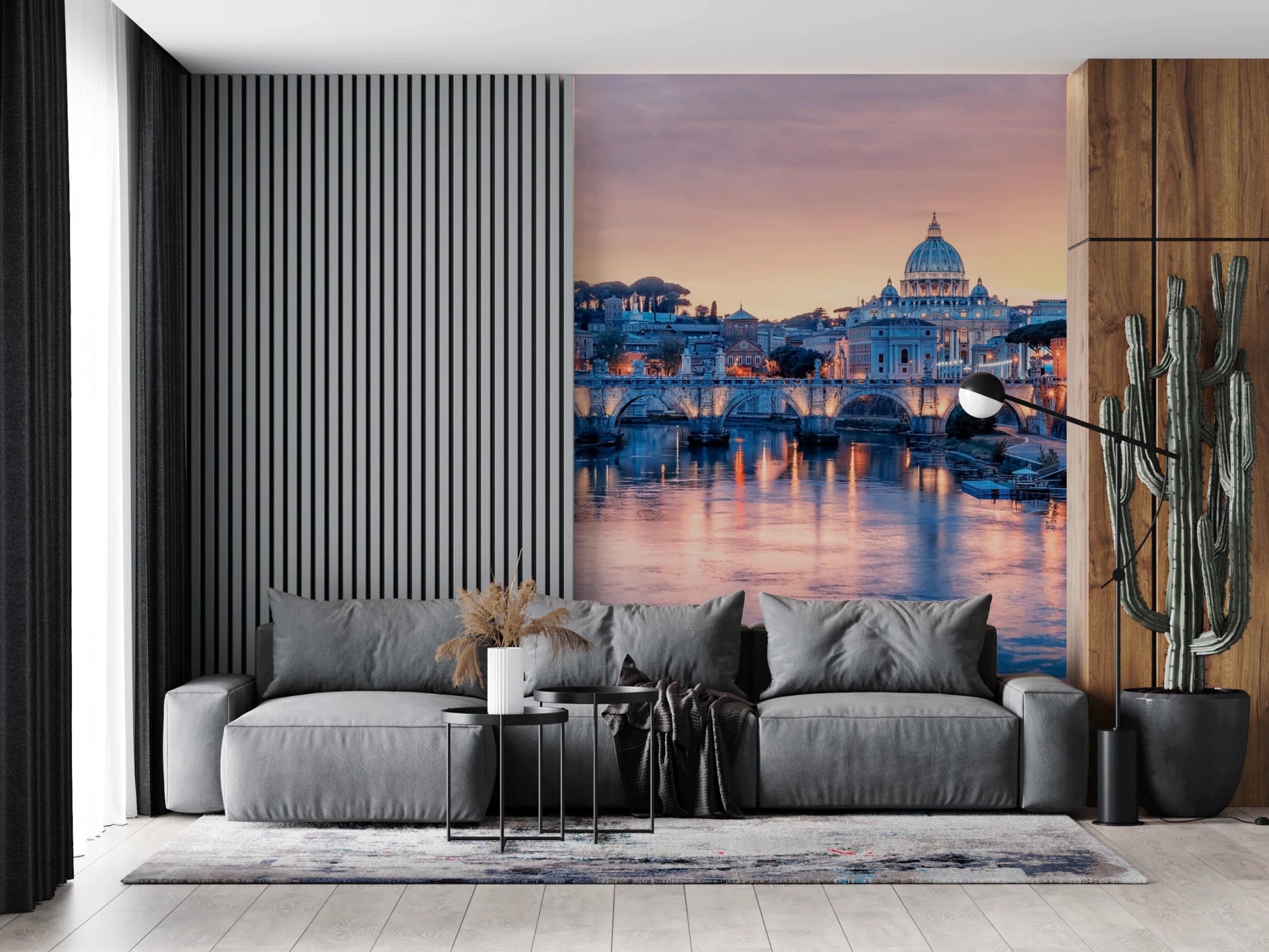Detailed architecture wall mural for a modern hallway or foyer