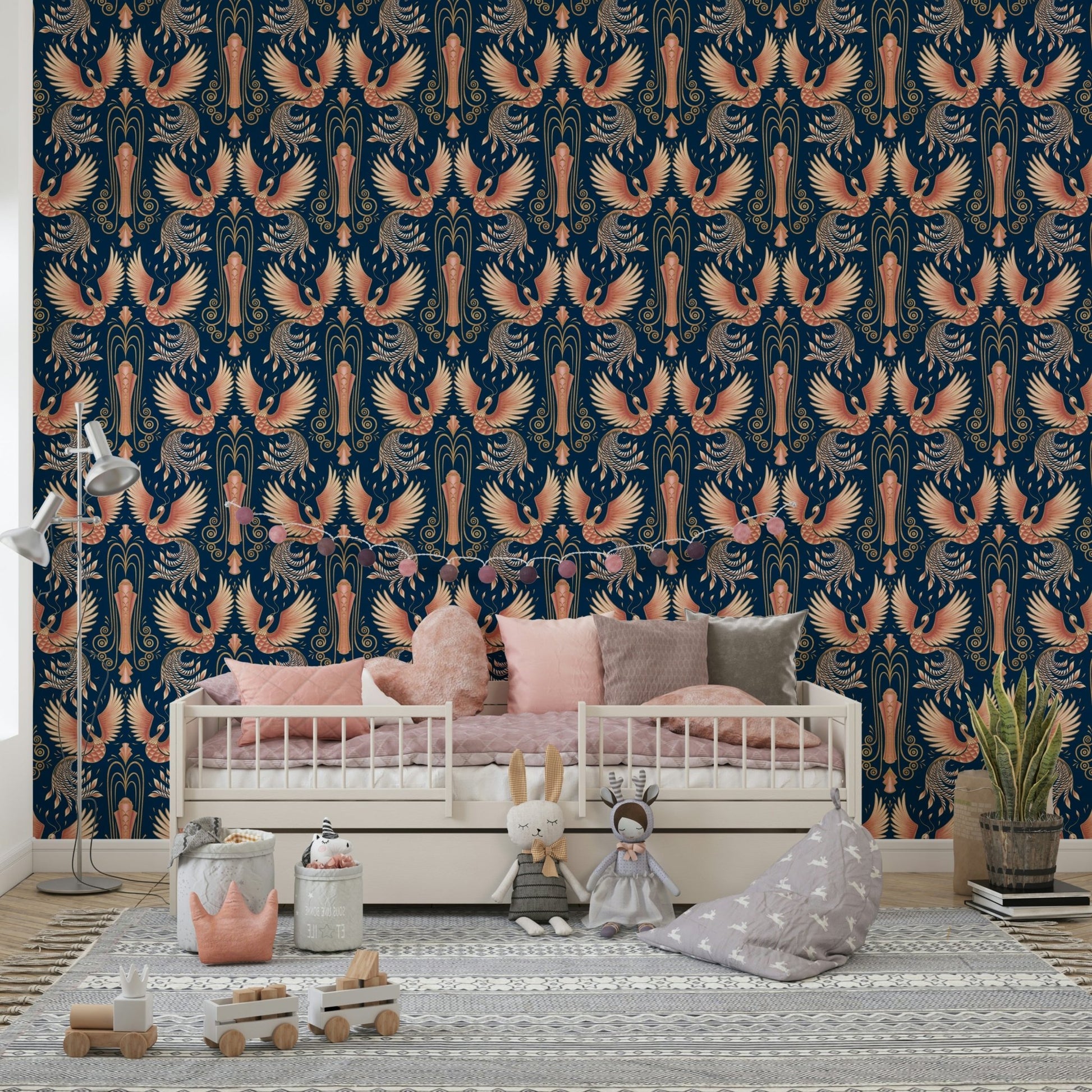 Golden phoenix bird in flight art

