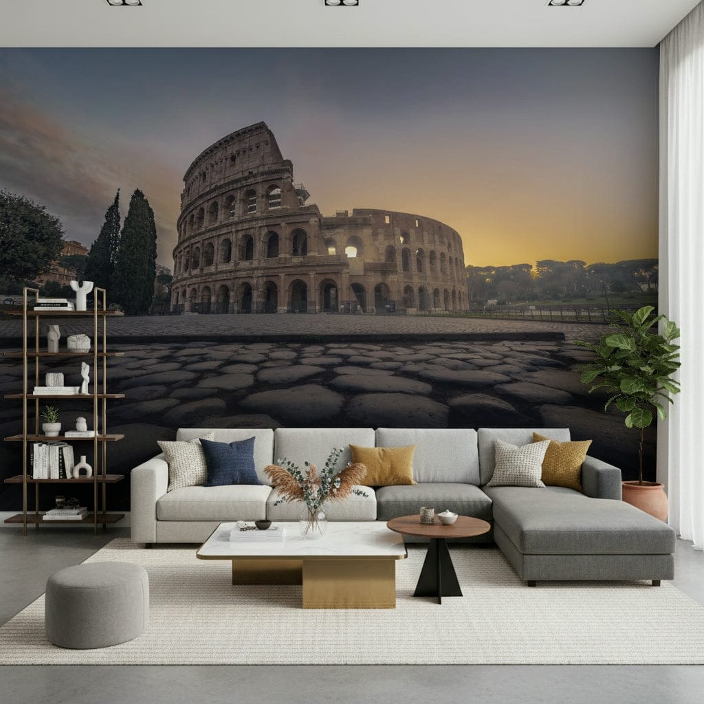 Ancient Roman ruins design for a master bedroom feature wall mural wallpaper.