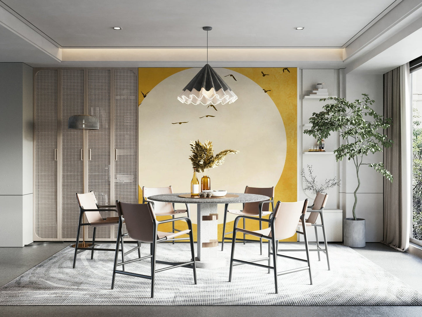 A luminous and uplifting wall mural.
