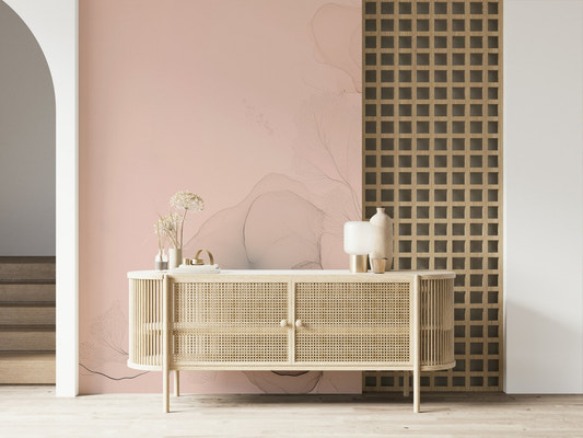 Modern living room statement wall featuring the captivating Ethereal Ascent Wall Mural design.