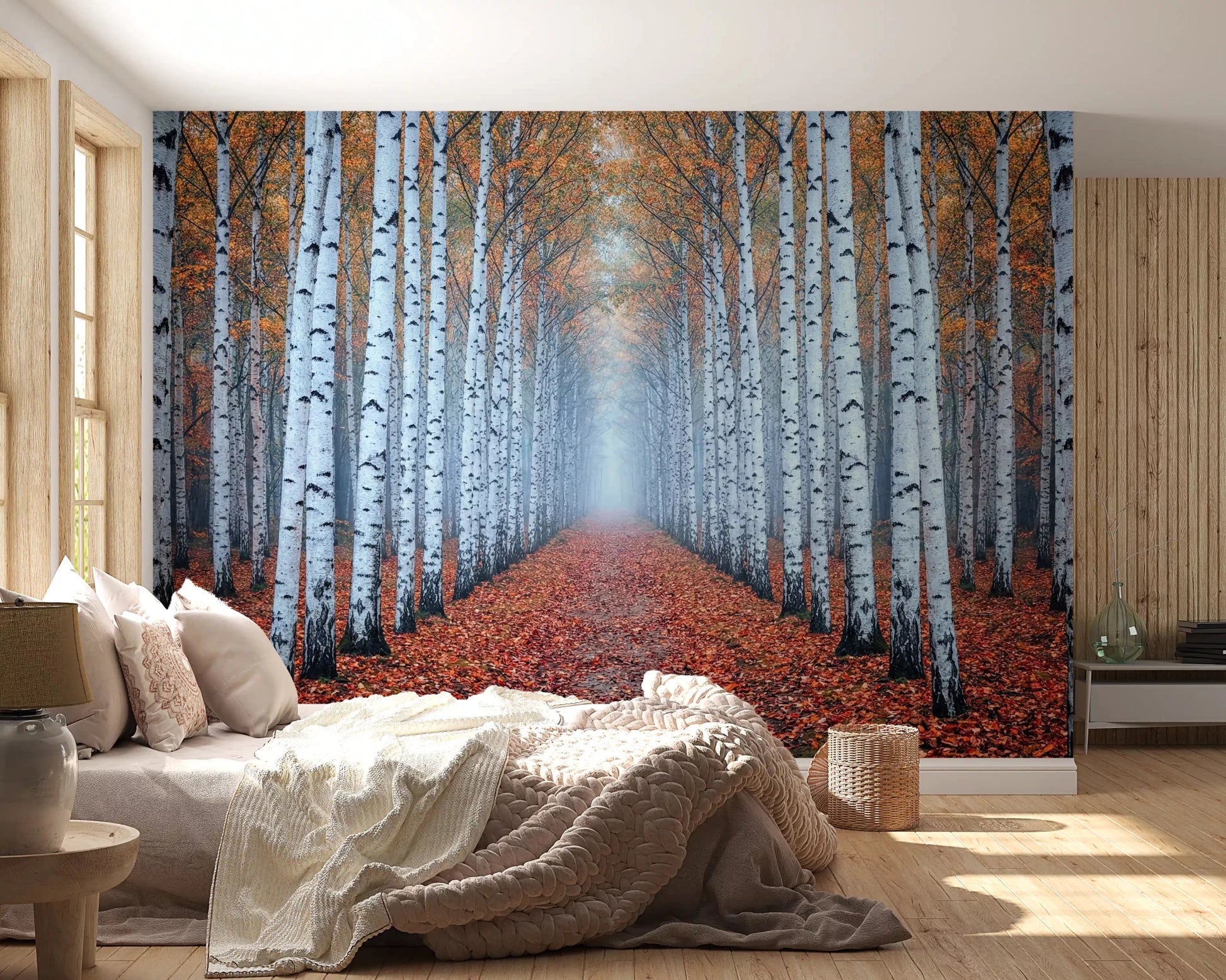Ethereal Autumn Birches Wall Mural