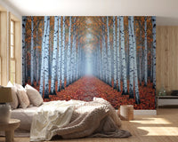Ethereal Autumn Birches Wall Mural