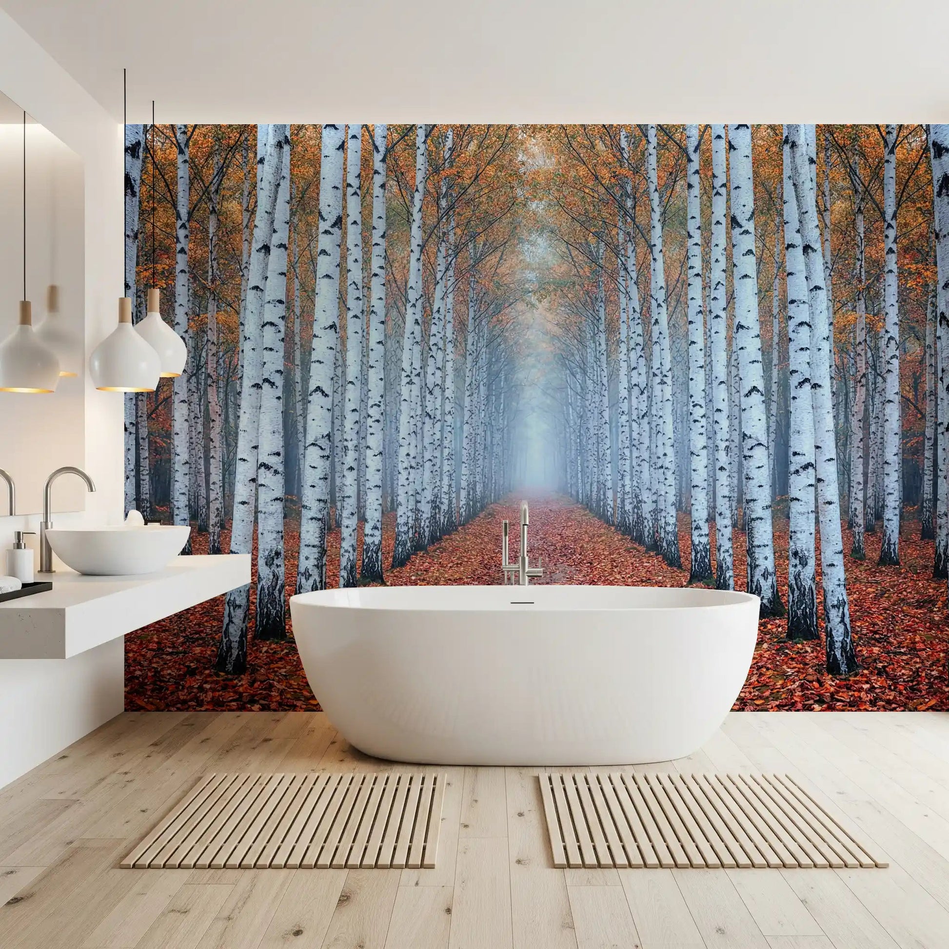 Ethereal Autumn Birches Wall Mural
